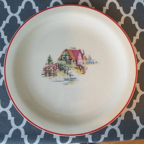 Crooksville Pottery Petit Point 12" Plate - Picture 1 of 3